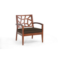 Baxton Studio Jennifer Lounge Chair-109/663-Dark Brown Jennifer Modern Lounge Chair with Dark Brown Fabric Seat